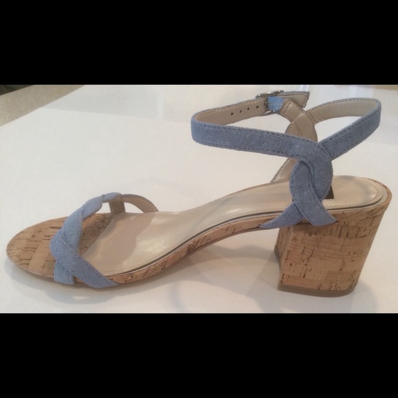 White House Black Market Shoes - WHBM Glory strappy denim sandals, never worn